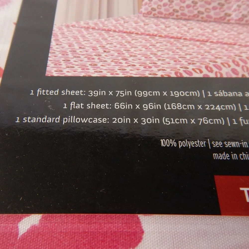 Valentines Day Red Pink Lips KISS  Love Lipstick TWIN Sheet 3 pc Set Girls Teen